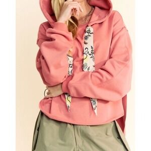 DAVI & DANI Boho Printed Drawstring Hooded Sweatshirt‎ Large